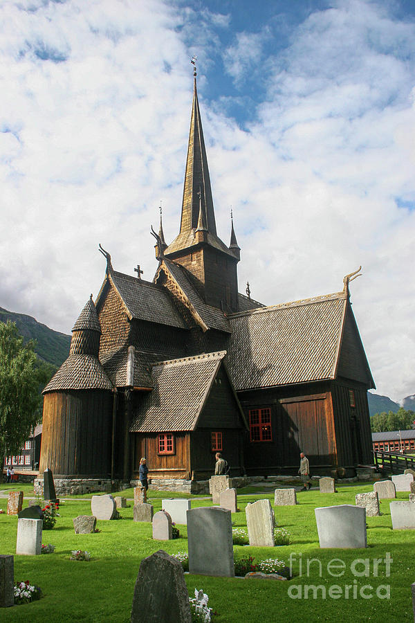 Architecture Photograph - Ancient stave church, Lom, Norway p1 by Gilad Flesch