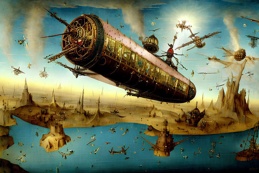 Ancient Steampunk Airship Digital Art by Otto Rapp