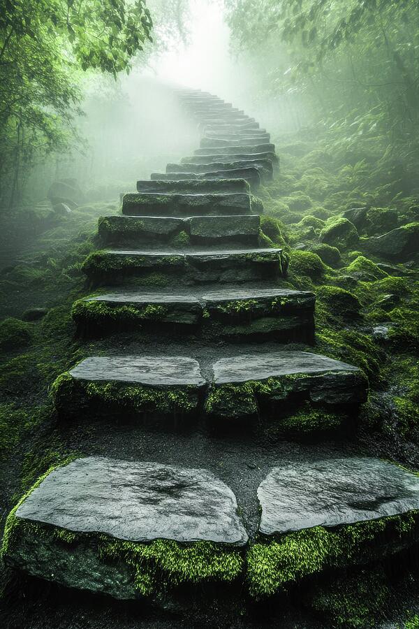 Ancient Stone Steps into the Enchanted Forest Digital Art by Matthias Hauser Ancient Stone Steps into the Enchanted Forest Digital Art by Matthias Hauser