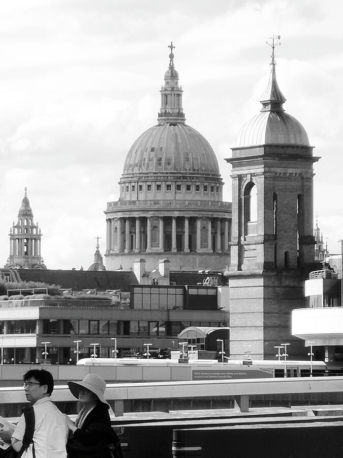London Photograph - Ancient Tower Trinity of London - black and white by Rebecca Harman