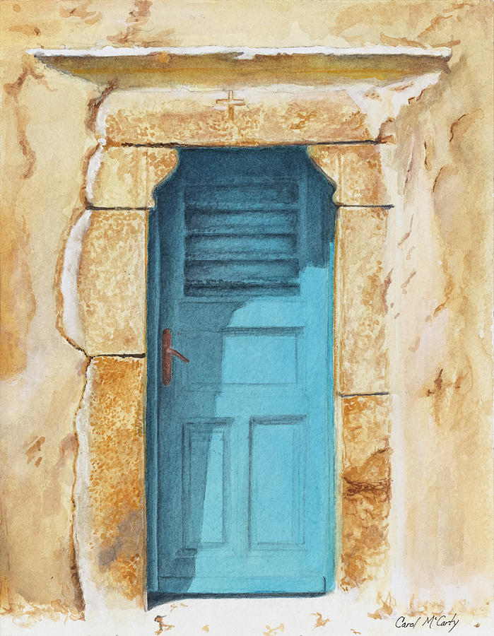 Ancient Turquiose Door Painting by Carol McCarty