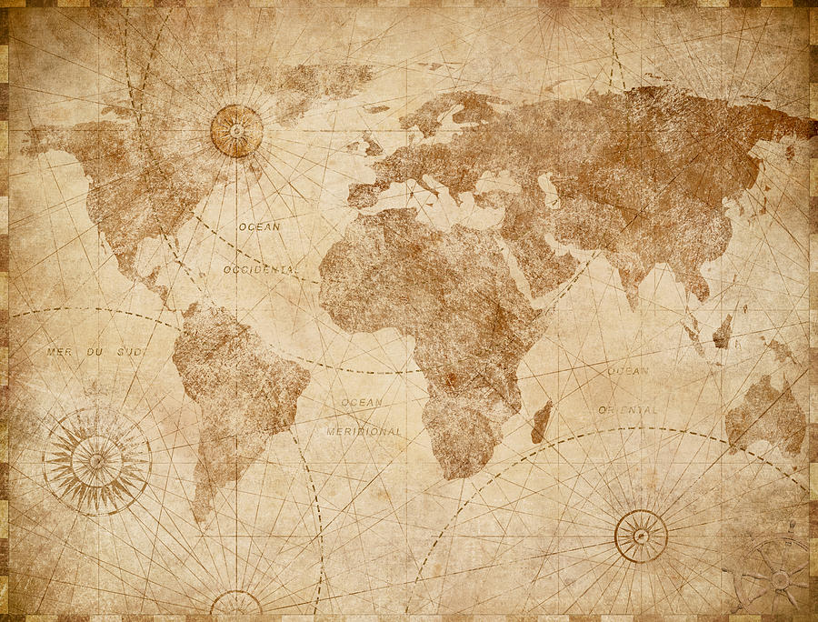 Ancient vintage world map illustration Digital Art by Herbert - Pixels