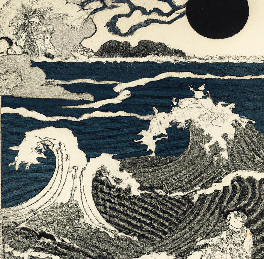 Ancient Waves And The Rising Sun Digital Art by Hiroshi Yoshido - Fine ...