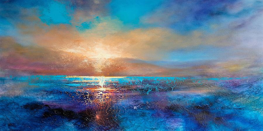 And always the sun - golden and blue Painting by Annette Schmucker