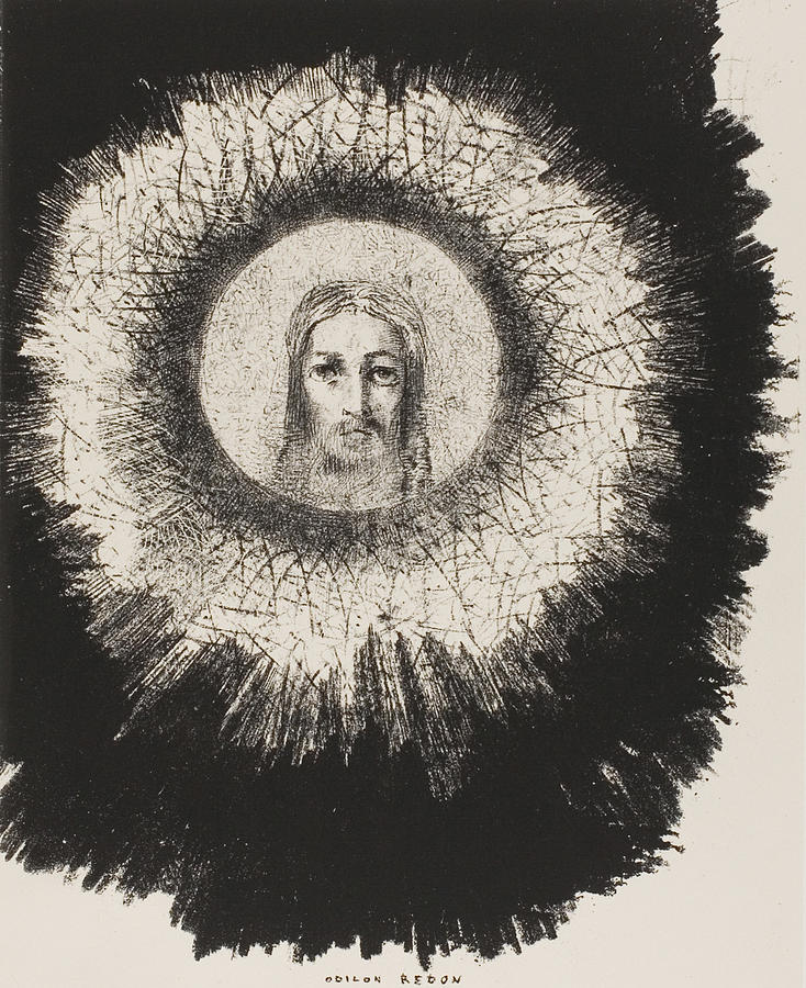 And in the Very Disk of the Sun Lights the Face of Jesus Christ Relief by Odilon Redon