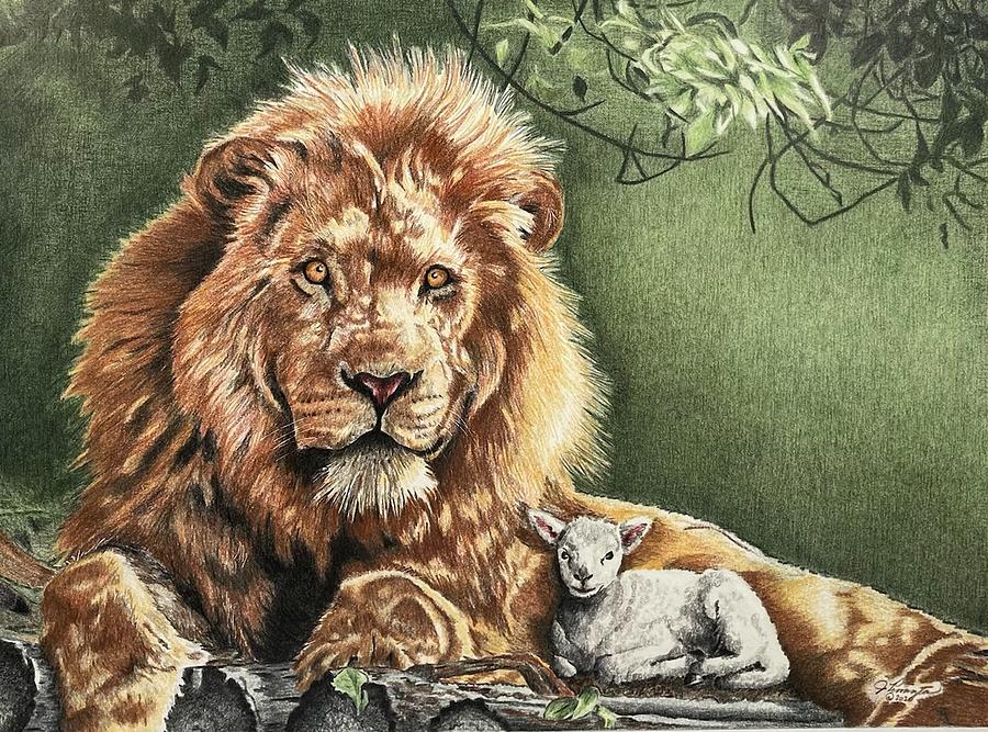 ..and The Lion Shall Lay Down With The Lamb Painting by Judith ...