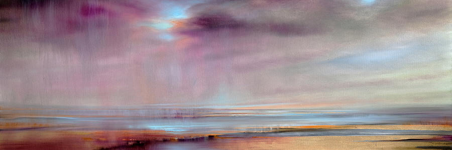 And then skies opening - purple and blue Painting by Annette Schmucker