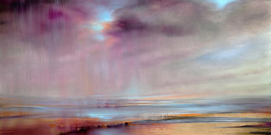 And then sky is opening - purple and blue Painting by Annette Schmucker