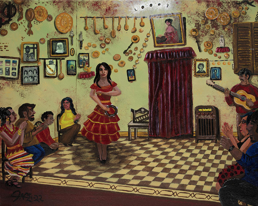 Andalusian Dancer In Cave Cafe At Sacro Monte Painting by J A George AKA The GYPSY