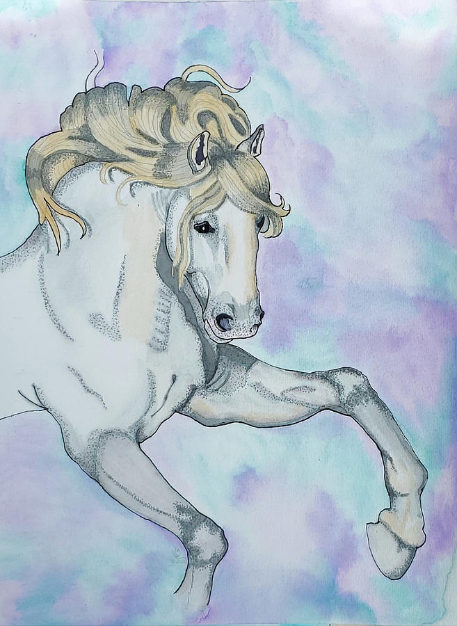 Andalusian Horse Drawing by Equus Artisan