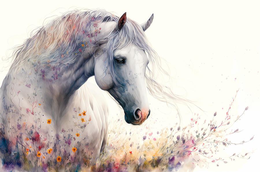 Andalusian In Flowers Digital Art by Wes and Dotty Weber