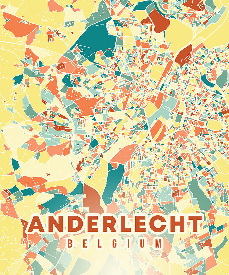 Anderlecht Belgium Map Digital Art by Alexandru Chirila - Pixels