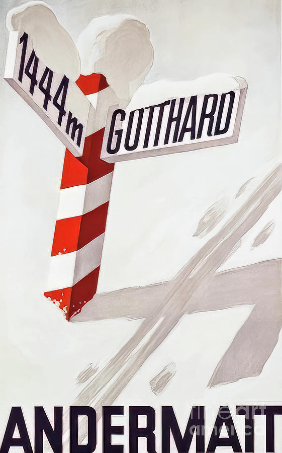 Andermatt Gotthard Switzerland Vintage Ski Poster 1931 Drawing by M G Whittingham
