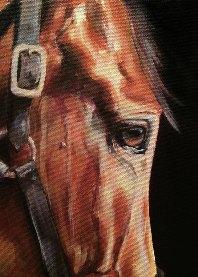 Horse Painting - Andre Detail by Joan Frimberger