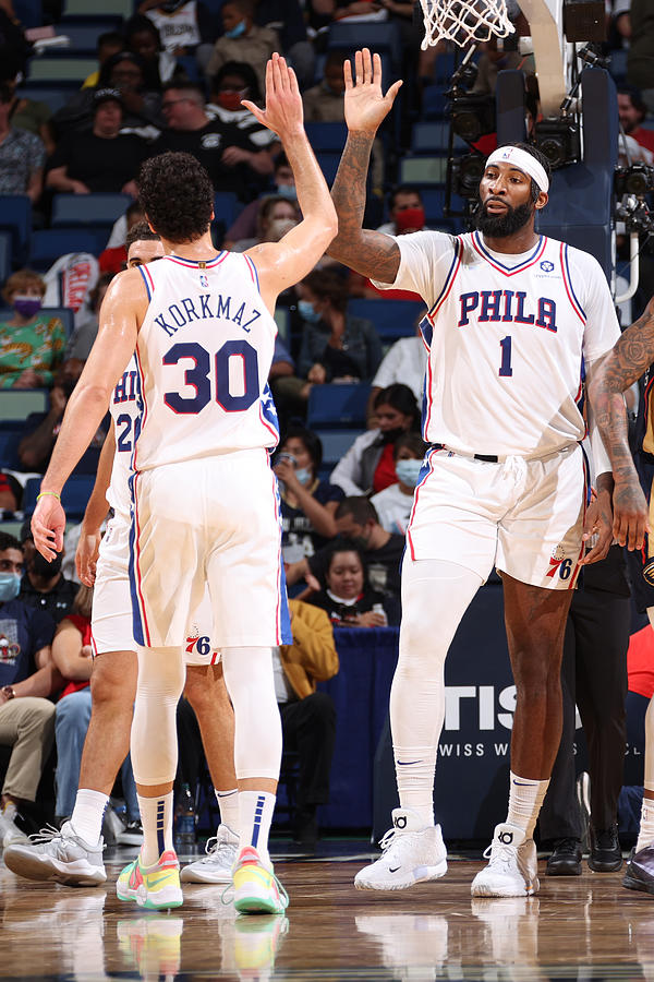 Andre Drummond and Furkan Korkmaz Photograph by Ned Dishman