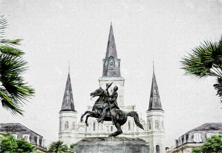 Andrew Jackson Photograph - Andrew Jackson Statue and St Louis Cathedral New Orleans by Debra Martz