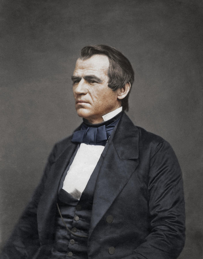 Andrew Johnson Portrait 1860 - Colorized Photograph by War Is Hell Store