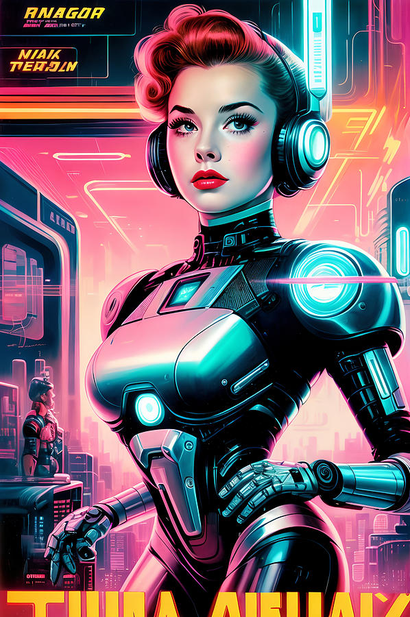 Vintage Digital Art - Android Girl by Quik Digicon Art Club