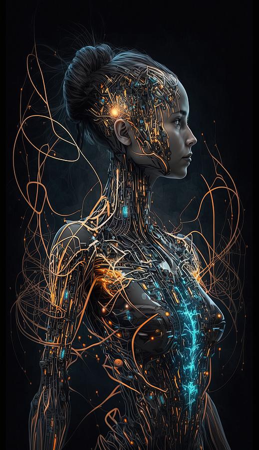 Android Woman With Wires Digital Art by Damien Adam - Fine Art America