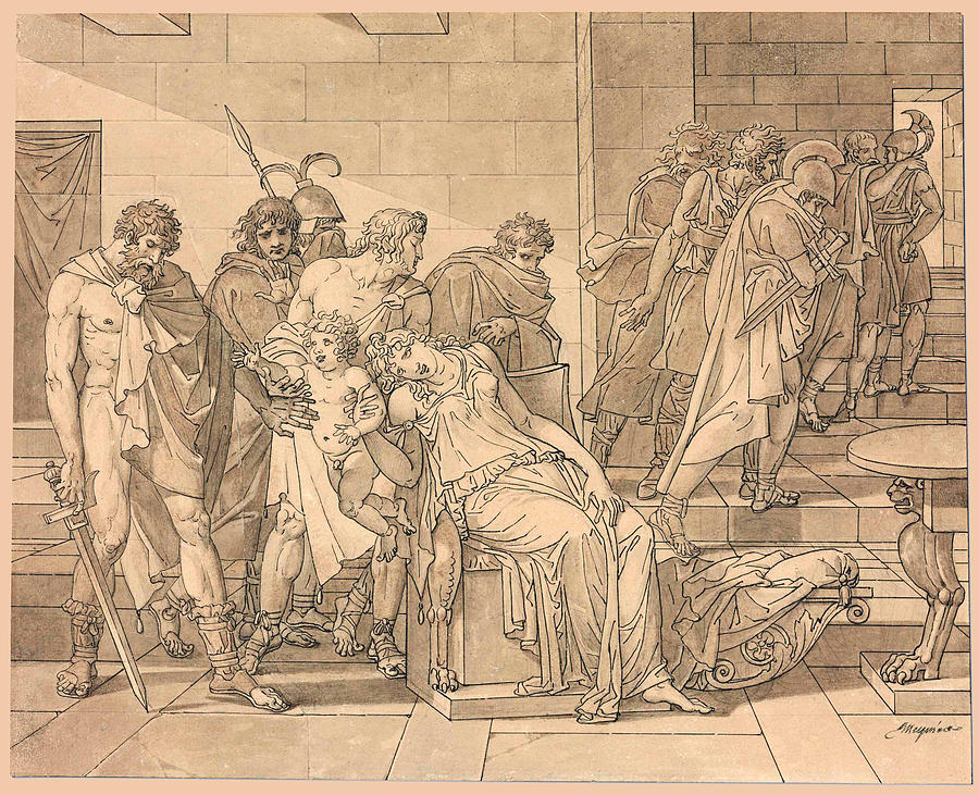 Andromache Crying for Astyanax  Drawing by Charles Meynier