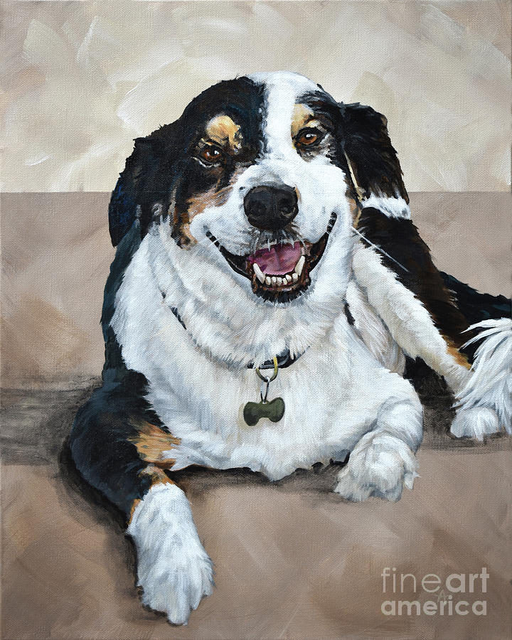 Andy - Dog Pet Portrait Painting Painting by Annie Troe