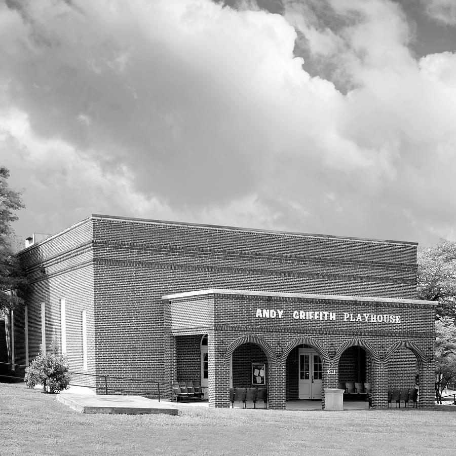 Andy Griffith Playhouse Mt. Airy NC SQ BW Photograph by Bob Pardue