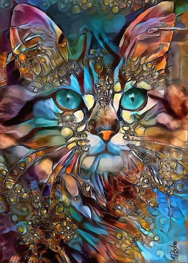 Cat Mixed Media - Andyna by Lea Roche