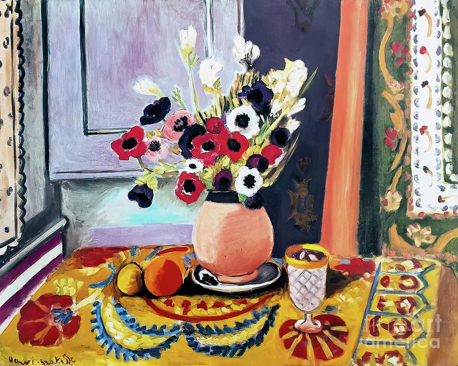 Anemone Flowers in an Earthen Vase by Henri Matisse 1924 Painting by Henri Matisse
