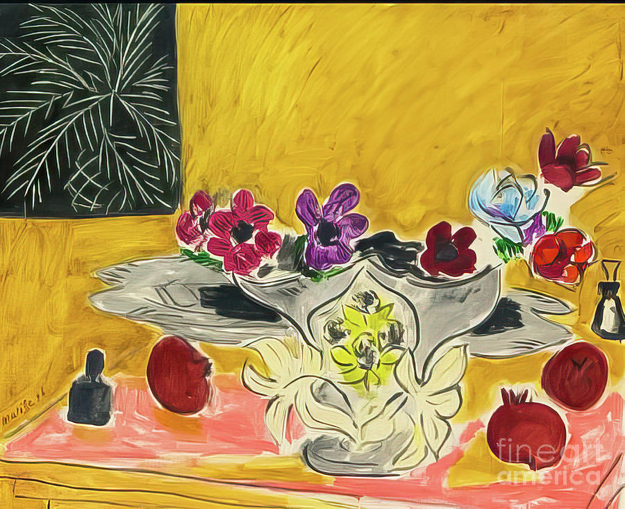Anemones and Grenades by Henri Matisse 1946 Painting by Henri Matisse
