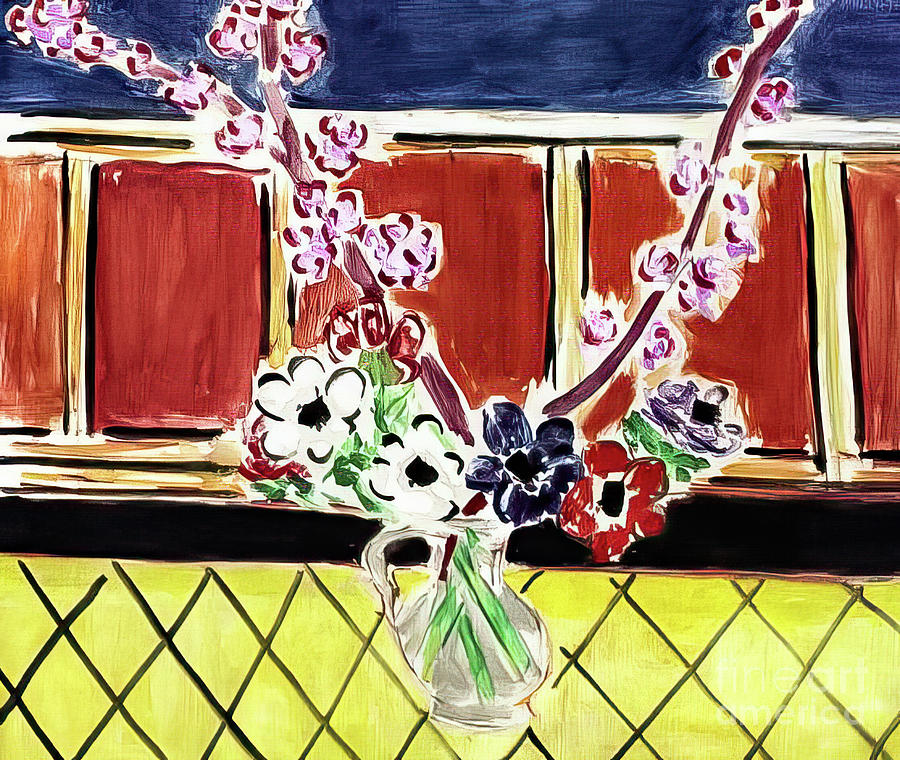 Anemones and Peach Blossoms by Henri Matisse 1944 Painting by Henri Matisse