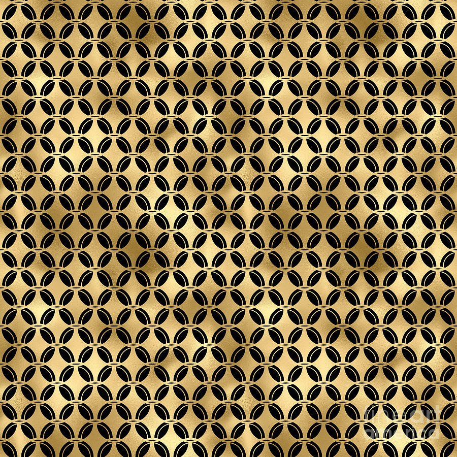Anesidora - Gold Black Art Deco Seamless Pattern Digital Art by Sambel Pedes