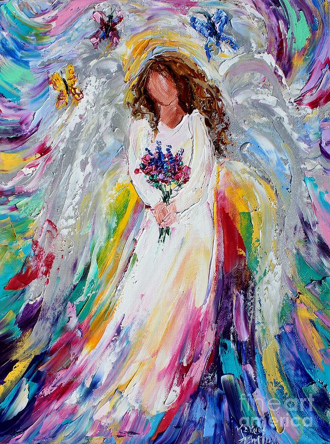 Angel and Butterflies Painting by Karen Tarlton