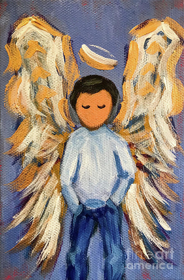 Angel Boy in Blue Jeans Painting by Sherrell Rodgers