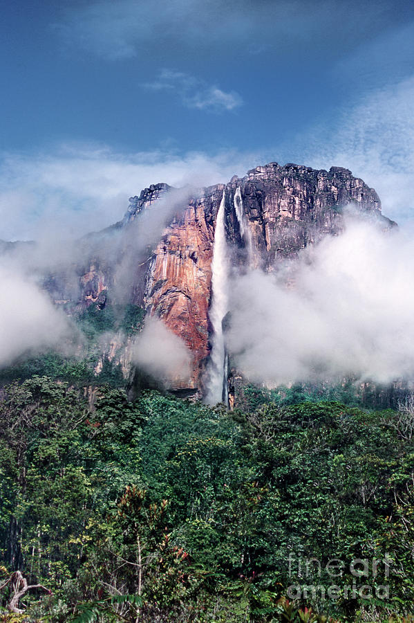 Angel Falls In Mist Canaima National Park Venezuela Photograph by Dave Welling