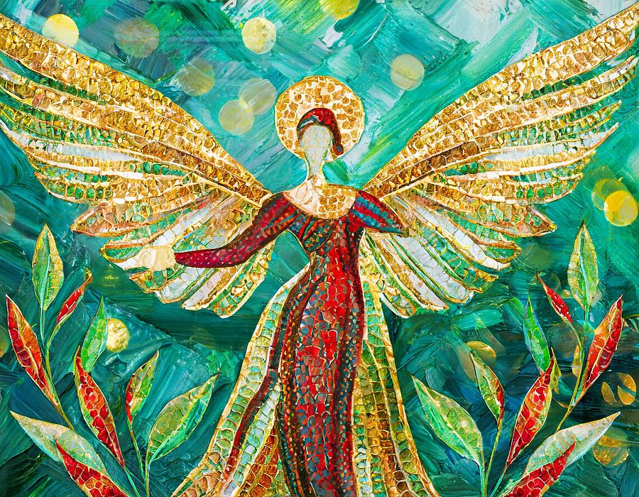 Angel in Red Mixed Media by Susan Rydberg
