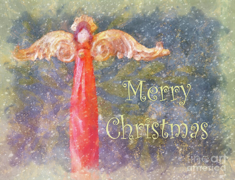 Winter Digital Art - Angel Merry Christmas by Jean OKeeffe Macro Abundance Art