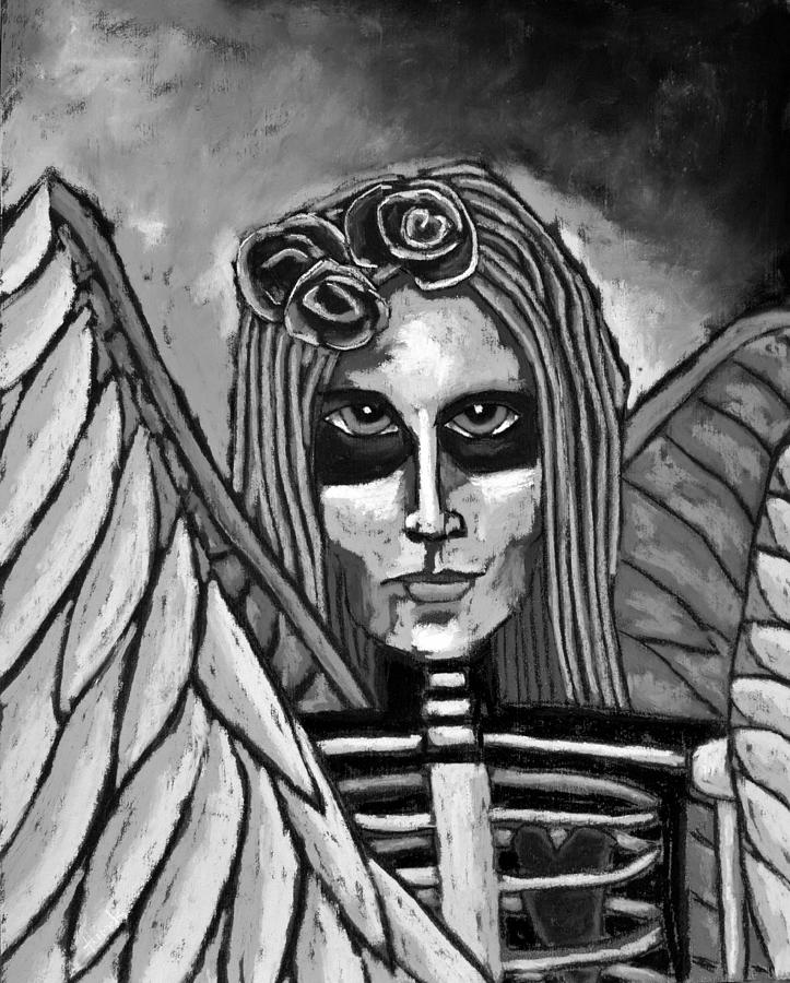 Angel Of Darkness - Black And White Painting