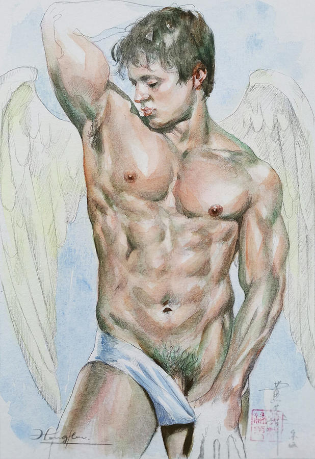 Angel of male nude #20119 Painting by Hongtao Huang