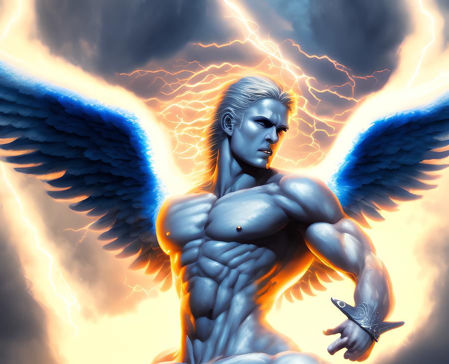 Angel of Thunder and Lightning, Generative AI Illustration Digital Art ...