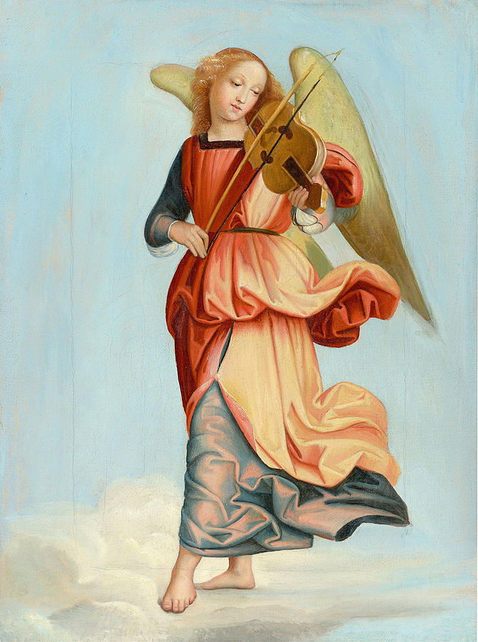 Angel playing music, After Raphael Painting by Franz Ittenbach