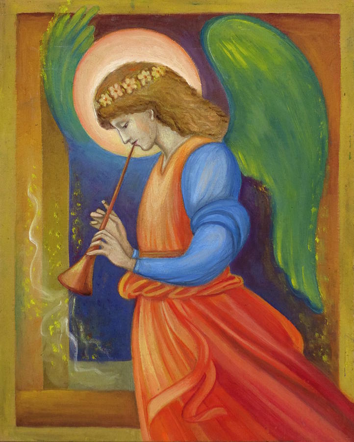 Angel playing the flute Painting by Elena Gerasimova - Fine Art America