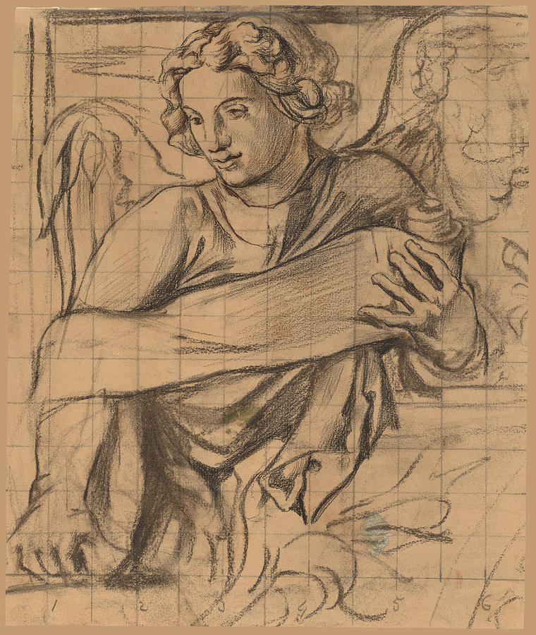 Angel, Trinity Church Mural Drawing by John LaFarge