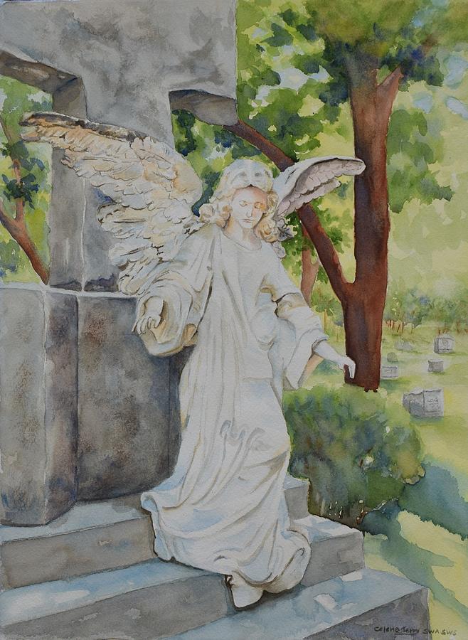 Angel Watching Over Me Painting by Celene Terry