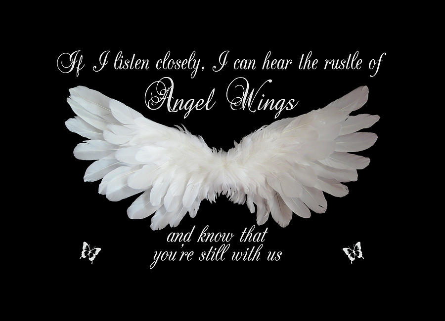 Angel Wings Quote Print in Black Digital Art by Chevi Todd