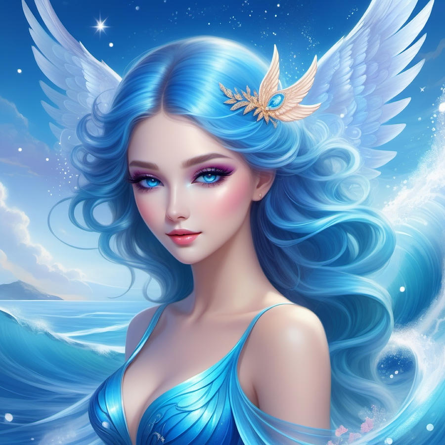 Angel with Blue Eyes Digital Art by Eve Designs - Fine Art America