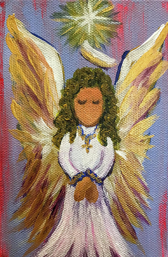 Angel with Cross Necklace Painting by Sherrell Rodgers