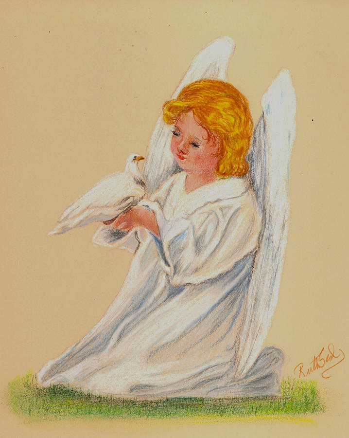 Fantasy Painting - Angel with Dove by Ruth Seal