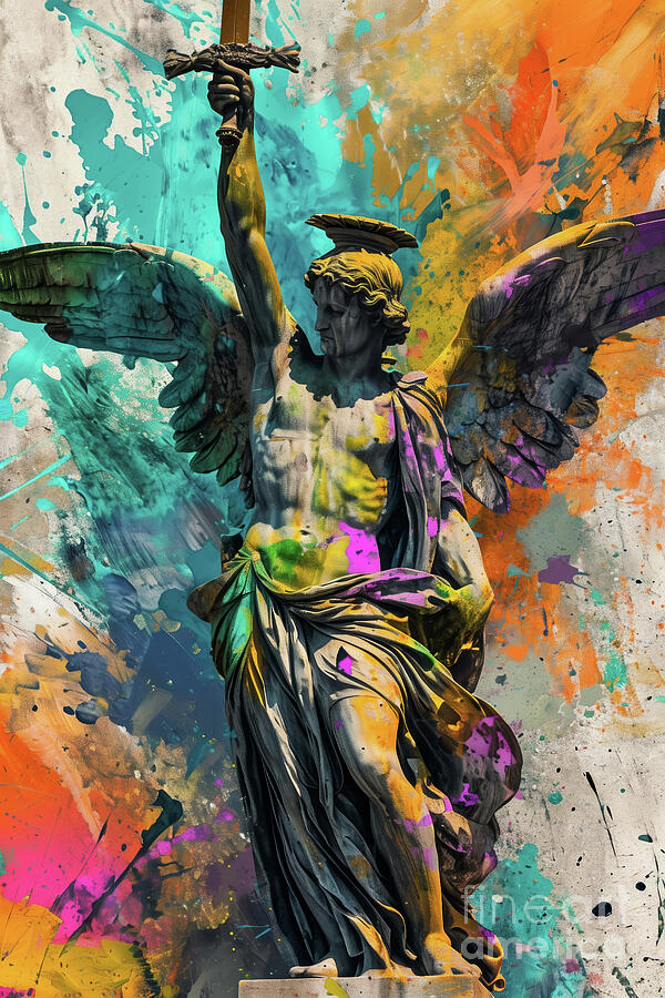Abstract Digital Art - Angel with sword by Imagine ART