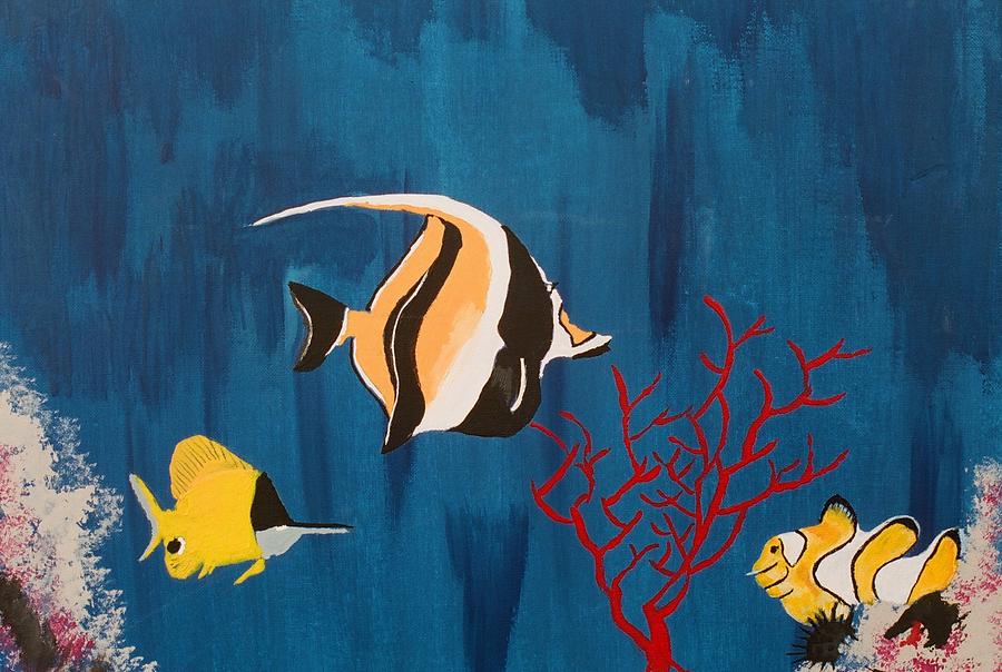Angelfish and friends Painting by Burma Brown