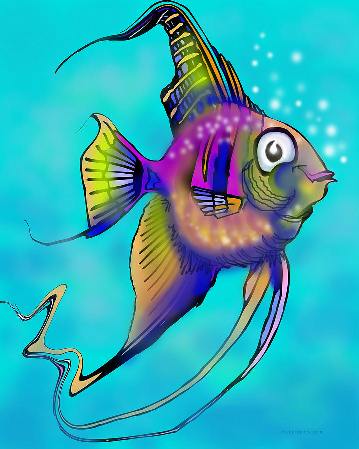 Angelfish Painting by Kevin Middleton